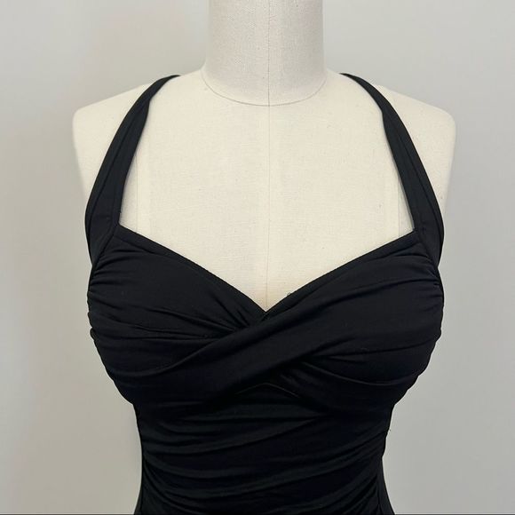 Seafolly Australia Goddess Twist Bandeaux Ruched  Tankini Bathing Suit Top Black - Picture 6 of 15